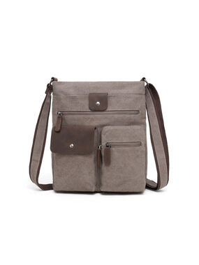 DaVan Canvas Messenger Bag MB 533 Tan With Brown Suede Crossbody Adjustable